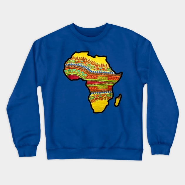 Red Dashiki Africa Map Crewneck Sweatshirt by artbyomega